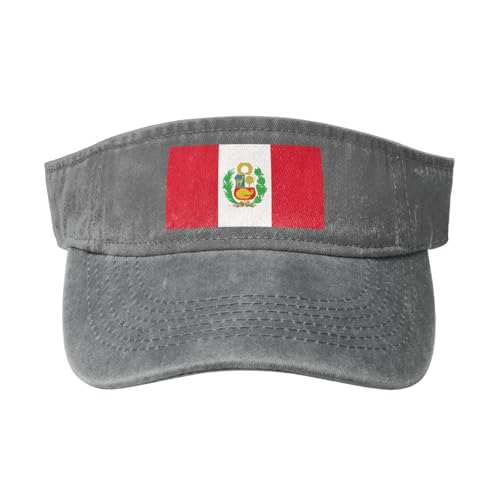 OAZCVBNN Drapeau du Pérou Imprimé Délavé Unique Casquette Vintage Casquette Réglable Boucle Classique Mode Casual Sport Casquettes, gris, Taille unique
