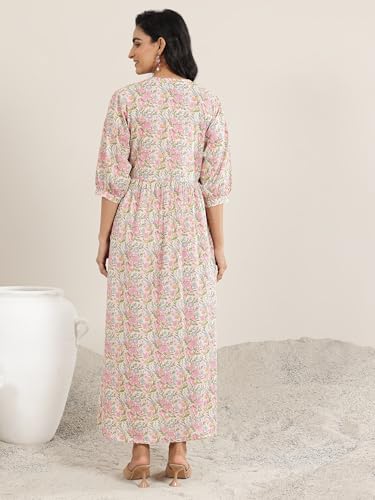 Image of Libas Printed Silk Blend A-Line Dress
