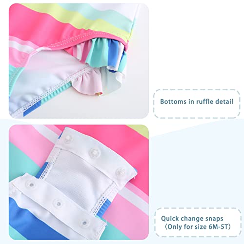 Image of Baby Girls One Piece Swimsuits Long Sleeve Rash Guard for Kids Girls UPF 50+ Sun Protection Swimshirts