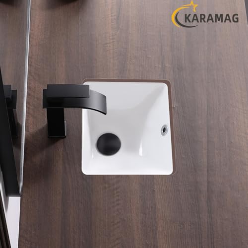 Image of 12 Inch Small Undermount Bathroom Sink Rectangle Undermount Sink White Ceramic Under Counter Bathroom Sinks with Overflow (12.0 inchx10.6 inch)