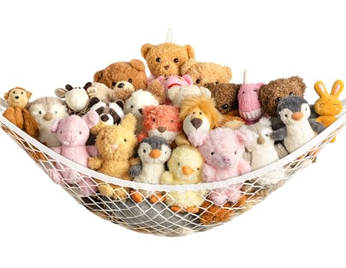 Stuffed Animal Storage Hammock Net Corner - Large Toy Hammock Net for Stuffed Animals Room Decor - Cute Stuff Animal Organizer Holder for Plush...