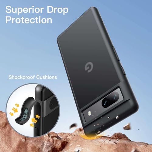 Image of Case Compatible for Google Pixel 7a,Black Cover Pixel 7a, Frosted Translucent Back Protective Slim Phone Cover, Stylish Look, dust Poof Anti-Fingerprints - (Black)