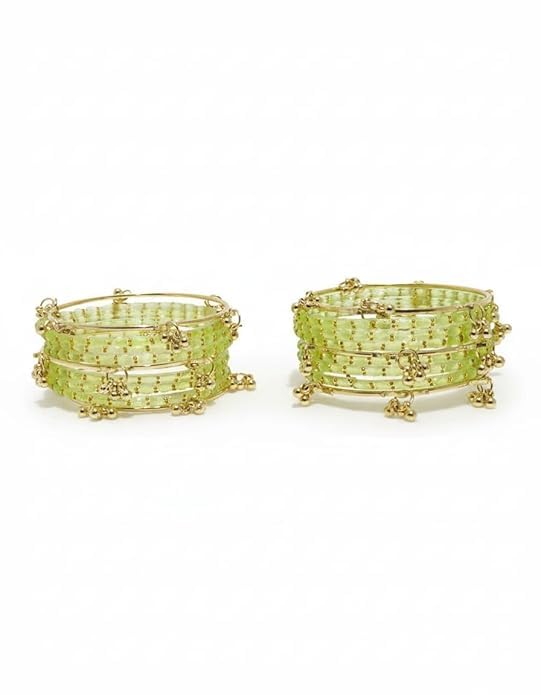 Image of Kashmiri Ghangharoo Glass Bangle Set for Women| Light Weight Bangles | Traditional Transparent Fancy Glass Chudi Set for Wedding, Party(Set Of 18)