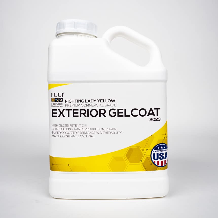 FGCI - 1 Gallon Marine Grade Gel Coat for Boat Building, RV Gel Coat, Restoration, Carbon Fiber Gel Coat, Fiberglass Repair, Patching, and Repair kit (Fighting Lady Yellow)