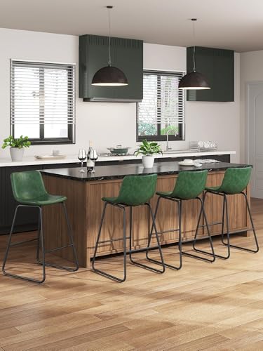 Image of 26in Bar Stools Counter Height Chairs Set of 2 (Green)