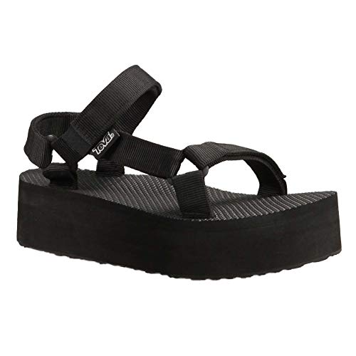 Teva Women's Flatform Universal Platform Sandal, Black, 9 M US