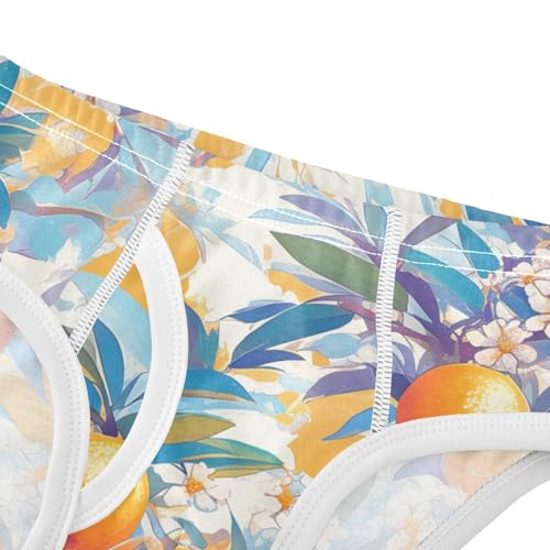KLL Floral Pattern Orange Fruits Little Boys Comfort Underwear Breathable Undies4