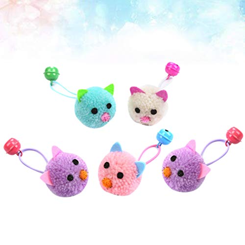 STOBOK Brinquedo de gato de pelúcia com 5 peças, rato, pompom, gato, mastigar, brinquedo molar, brin