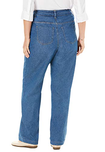 Woman Within Plus Size Perfect Wide-Leg All-Cotton Denim Five-Pocket Jeans2