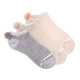 MUK LUKS 3 Pack Dream Step Low Cut w/Pom, Multi, OS (6-11)