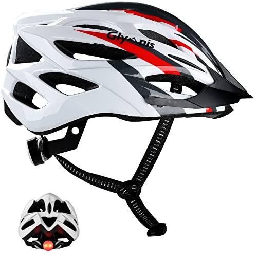 Glymnis Casque de vélo VTT Casques de vélo réglables avec visière Amovible et feu arrière à LED EPS Casque à Coque intérieure Casque de vélo pour Hommes Femmes Cover