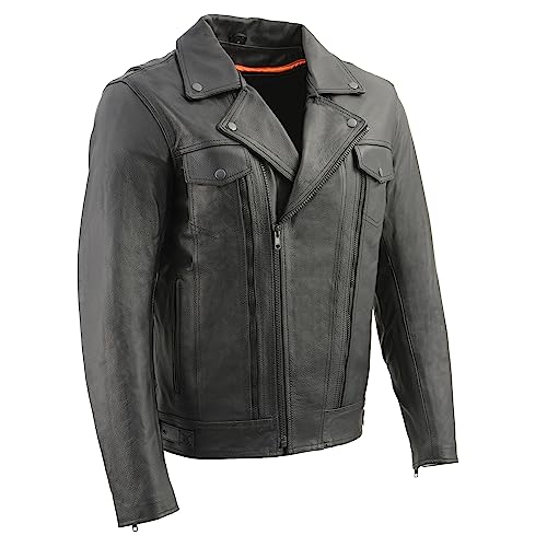 Milwaukee Leather Men's Utility Pocket Motorcycle Jacket Black (X-Large)