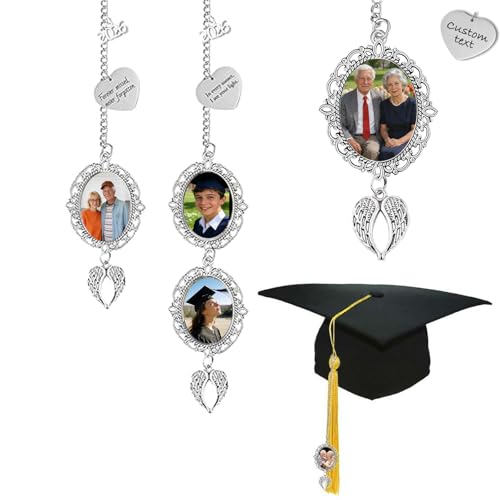 Graduation Tassel Photo Charm Personalized Memorial Keepsake - Custom Photo Gift for Graduation Cap Diploma Frame or Memorial Ceremony - Class of 2026 Graduation Accessories (1 Photo SL)