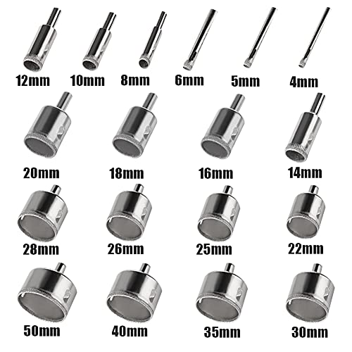 Johouse Diamond Drill Bit Set, 18Pcs Hole Saw Set For Granite Stone, Glass, Porcelain, Marble #TOP1