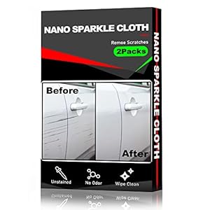 ALASMOYER 2 Pack Nano Sparkle Cloth for Car Scratches, Nano Magic Cloth Scratch Remover with Disposable Gloves, Easily Repair Paint Scratches and Water Spots, Gray