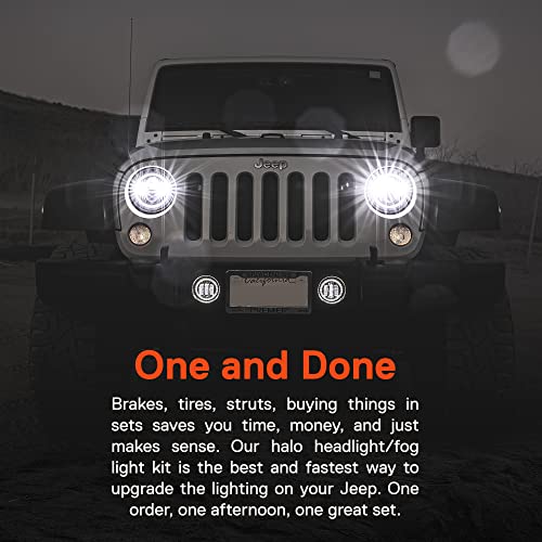 Image of TRUE MODS 7 Inch LED Headlights & Fog Lights for 2007-2018 Jeep Wrangler JK