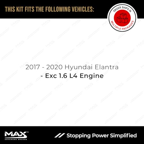 Image of MAX Advanced Brakes - Brake Kit For 2017-2020 Hyundai Elantra (Excluding 1.6 L4 Engine)| Carbon Ceramic Brake and Rotor Kit Front and Rear| Cross-Drilled Brake Rotors