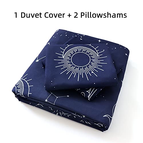 Zhh Blue Starry Sky Twin Duvet Cover Set Double Sided Moon Star Print Bedding Set Boys Soft Comfortable Constellation Quilt Cover For Kids Adults 3 Pcs #TOP5