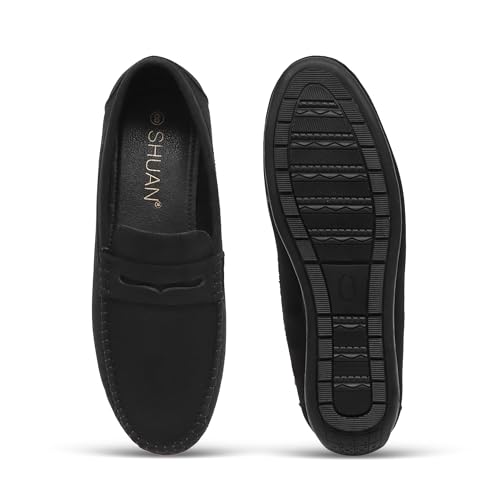 Image of SHUAN Men's Suede Leather Loafer Shoes