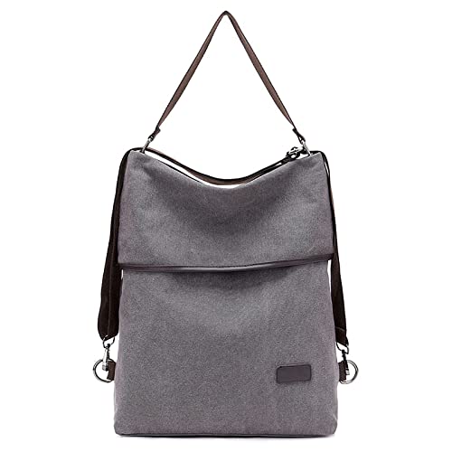 HIUAUIH Bolso Mochilas Mujer Casual, Bolsos Mujer Mochilas, bolsos de lona versátiles, Mochila de Lona, Bolsos de Mujer, Bolso Mochila Mujer, para Compras, Trabajo, Escuela, Viajes (Gris) Cover