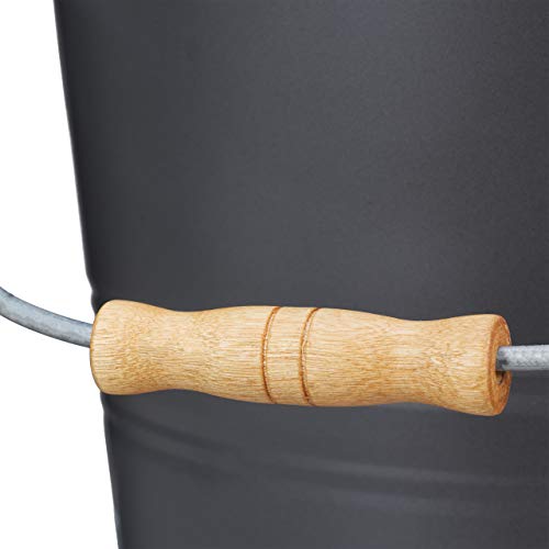 Foto von Relaxdays Ascheeimer mit Deckel, 12 Liter, Kohle & Asche, runde Aschetonne mit Tragegriff, Kamin, Ofen & Grill, grau