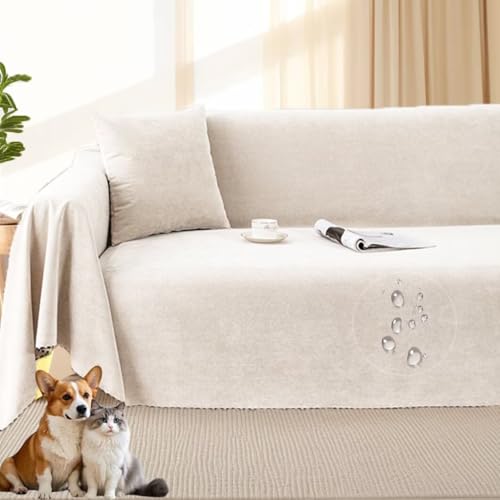 OKUAKI ソファカバー 撥水 犬猫対策 爪とぎ防止 3人掛け 2人掛け 1人掛け 肘あり 肘なし 北欧 マルチカバー ソファー かけるだけ 滑り止め ズレにくい 洗える 大判サイズ 180x340cm テーブルクロス ベッドカバー 防塵 ソファ保護 ベ