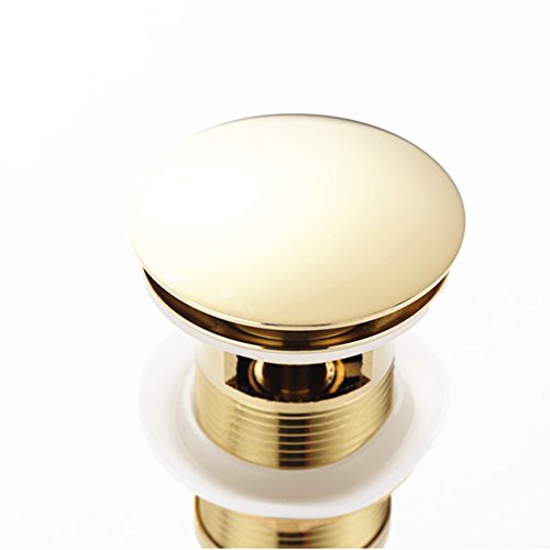 Tapón de desagüe emergente con rebosadero para Grifo de Lavabo de baño Tuqiu MY-PD001 (Dorado)