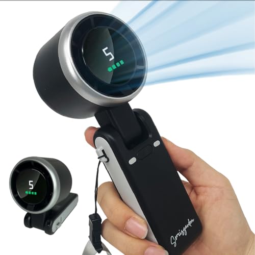 LIBERATECH Portable Handheld Turbo Fan 4000mAh USB-C Rechargeable High-Speed Cooling Fan 5 Speeds with LED Display 13550RPM 9m/s for Travel Outdoor Summer Hot Flashes - Black 1 PC
