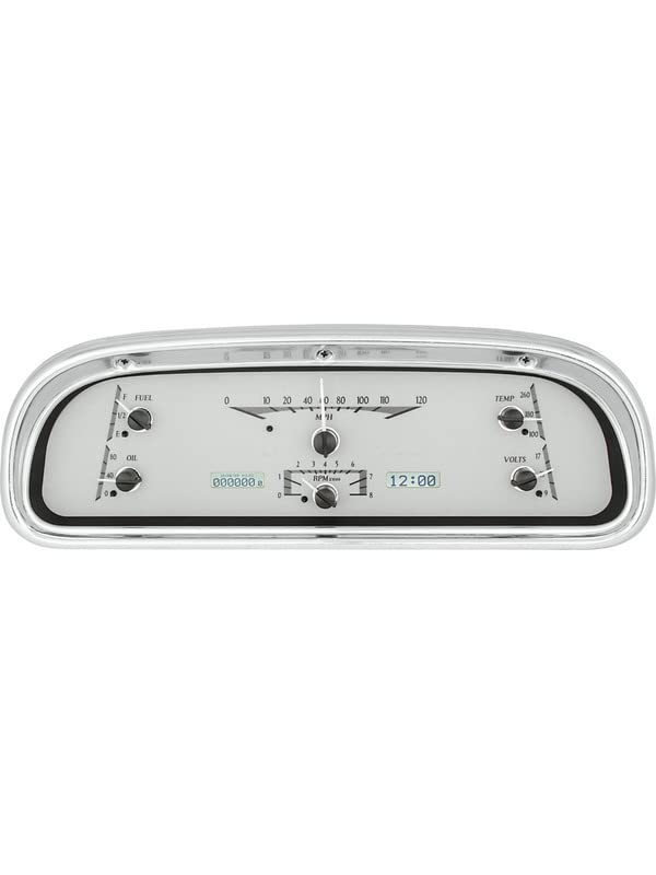 Dakota Digital VHX-60F-FAL-S-W Analog Dash Gauge System Compatible with Ford 1960-63 Falcon and Ranchero Silver Alloy White Backlighting