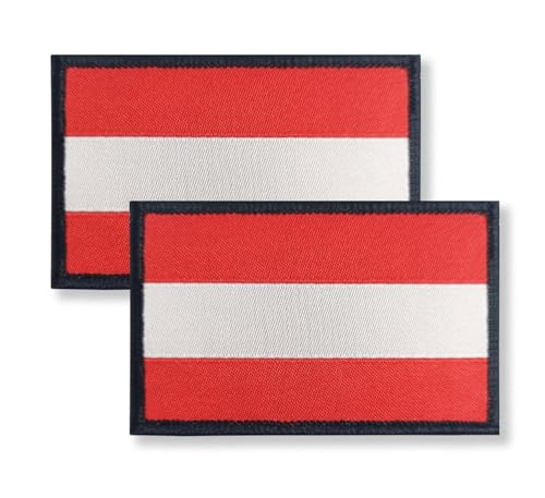 Overdecor Austria Austrian Flag Patch Tactical Military Patches - Hook and Loop Fastener, 2 Pack