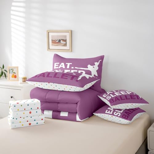 Image of Feelyou Girls Ballet Comforter Set Full Size 7 Piece for Kids