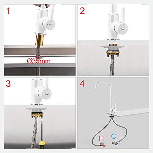 IBERGRIF M22105W, Hoch Küchenarmatur, Einhebel Spültischarmatur, Wasserhahn für Küche, Weiß