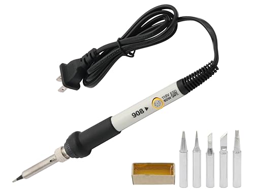 LBY Electric Soldering Iron Kit, (60W,110V) Adjustable Temperature Welding Tool, with 5pcs Soldering Tips, Soldering Iron Kit, Stainless Steel, Copper, (White)