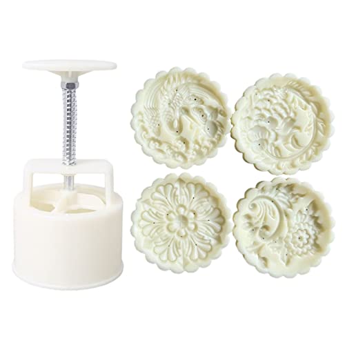 JzcsdkSIL 150g/200g Material Mold Flower Shape Stamp Moon Cake Moulds For Mid-Autumn Festival Baking Stamps Press