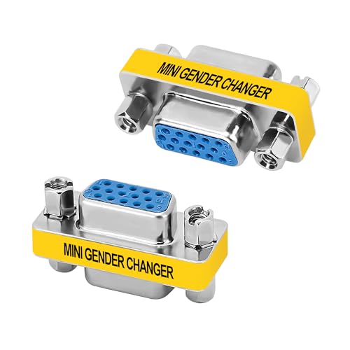 15 Pin VGA Coupler 2 Pack, VGA Female to Female SVGA Adapter Connector, HD15 Mini Gender Changer Extender Support 1080P Full HD for Laptop, PC, Projector, HDTV, Display