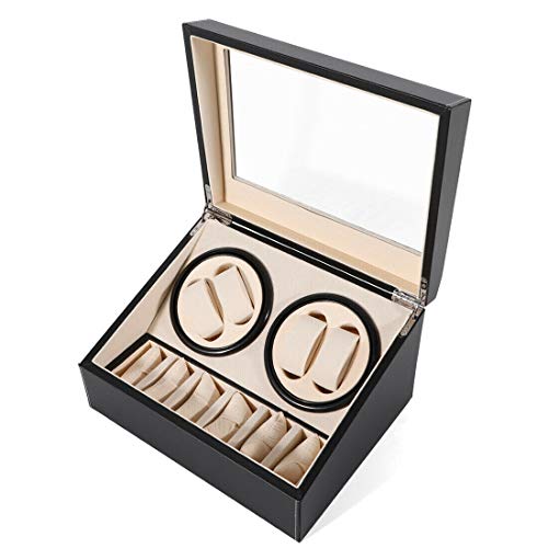 Caja giratoria automática para relojes 4+6, de piel sintética Cover