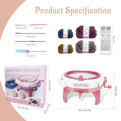 Image of SENTRO 48 Needles Knitting Machine with Row Counter, Round Spinning Crochet Machine