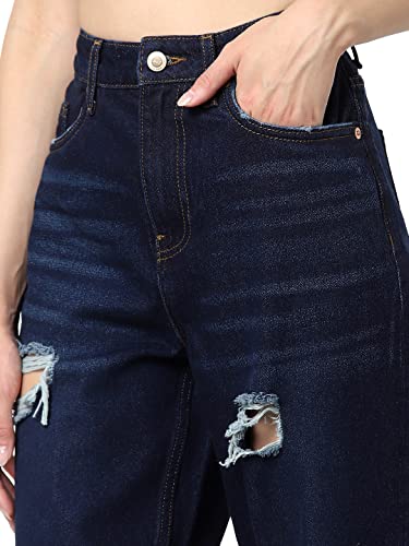 Image of ONLY Women's Mom Fit High Rise Distressed Jeans