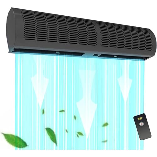 PRMTYUP Cortina De Aire Montada En La Pared, Cortina De Aire, Viento Natural MáQuina De Cortina De Aire, Comercial Cortina De Aire Silenciosa, Velocidades Ajustables,Negro,47.2in/120cm