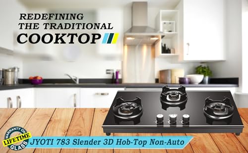 Jyoti 783 Slender Mirror Hobtop | Tornado Brass Burners Suitable for Indian Cooking | Manual Ignition | 2-in-1 Built-in or Tabletop | Toughened... - Image 2