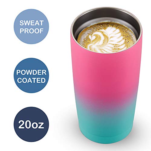 CIVAGO 20oz Insulated Stainless Steel Tumbler, Coffee Tumbler with Lid and Straw, Double Wall Vacuum Travel Coffee Mug, Powder Coated Tumbler Cup (Gradient Sorbet,12)