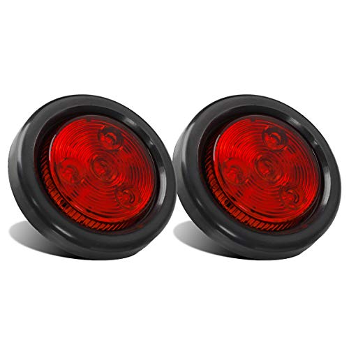 Partsam 2pcs Red Led Trailer 2 Round w/Plug & Grommet Kits Marker Flush Mount Sealed 2 Round Led Marker Lights for RV Trucks