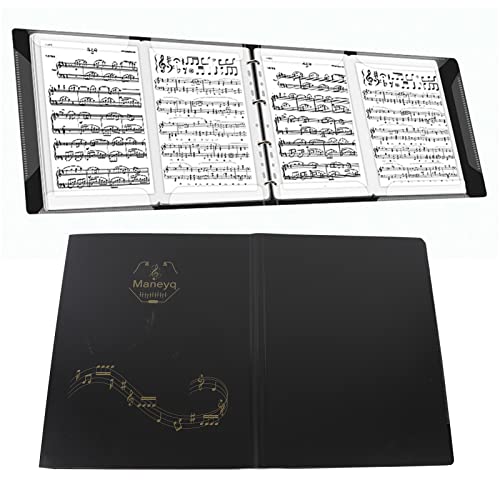 Sheet Music Folders A4, Music Folders for Sheet Music Blank Plastic Music File Folder Concert Choral Folder, 4 Page Expansion 12 Steel Clips 52 Pages Capacity