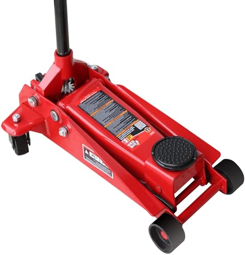 Image of Big RED T830025-1 Floor Jack Heavy Duty Hydraulic Steel Service Jack with Single Piston Quick Lift Pump and Detachable Handle, 6,000 LBS Capacity, Black