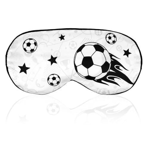 Soccer Sleep Mask for Teens Football Themed Blackout Eye Sleeping Mask with Adjustable Elastic Strap Soft & Breathable Eye Cover for Home Office Travel Party