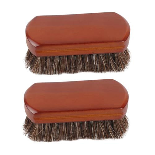 Veemoon 2 Piezas Cepillo de Pelo de Caballo Herramienta retráctil Peine Escoba Varita mágica Fregar Zapato Limpio Cepillo para Zapatos Cepillo para Quitar el Pelo Roto Bota De Madera Brown