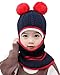 JFAN 2 in 1 Cappello Invernale per Bambini in Maglia Cappuccio Foderato in Pile Lana Ragazzo e Ragazza Earflap cap per 2 a 5 Anni