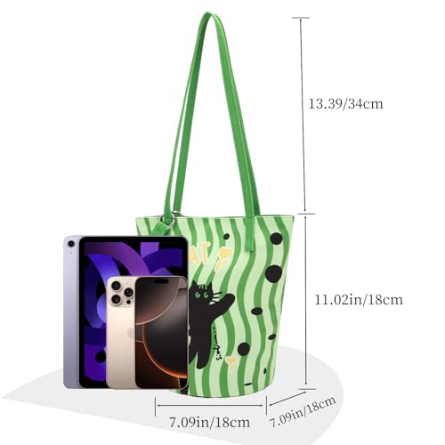 Image of Shoulder Bag for Women, Cotton Canvas Bucket Bags Tote Purse Cute Crossbody Bag Designer Ladies Handbags