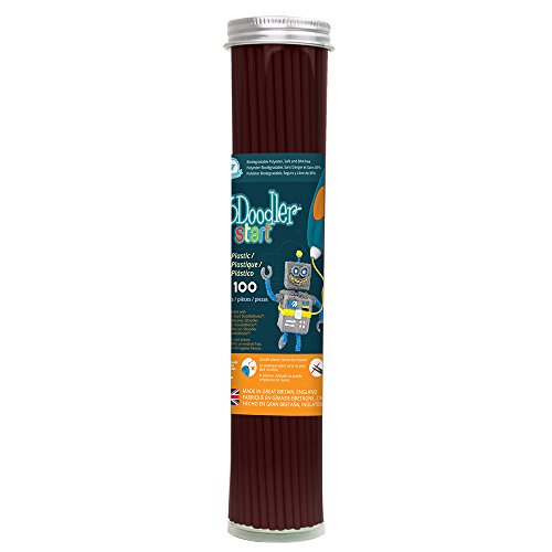 3DOODLER- Start Refill Plastic Tube de Recharge pour Filament de Stylo d'impression 3D (x100 Brins de Plastique) -Marron