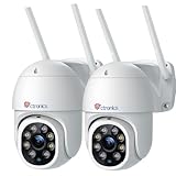 Ctronics 2.5K 4MP 防犯カメラ 屋外 セット 5GHz WiFi 自動追尾 24時間録画 スマホ/PC遠隔 ONVIF/NVR/NAS対応 プリセット機能 ナイトカラー 音光威嚇 APモード FTP/クラウドストレージ PTZ 遠隔操作 家族共有 音声通話 128GB TFカード対応 LANケーブル防犯ステッカー付 IP66防水
